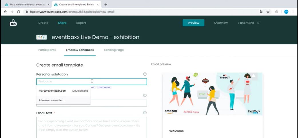 screenshot of Fanomena Events